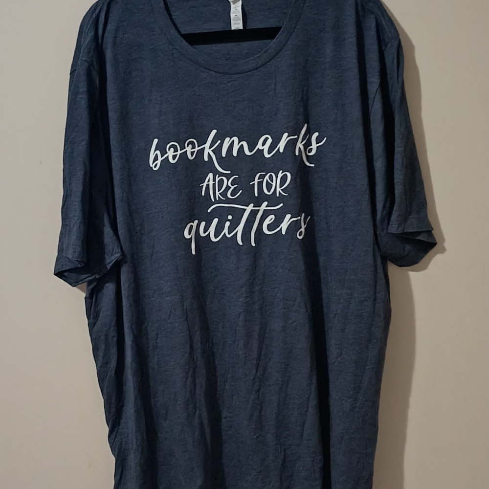 Bella And Canvas "Bookmarks Are For Quitters" Navy Tshirt